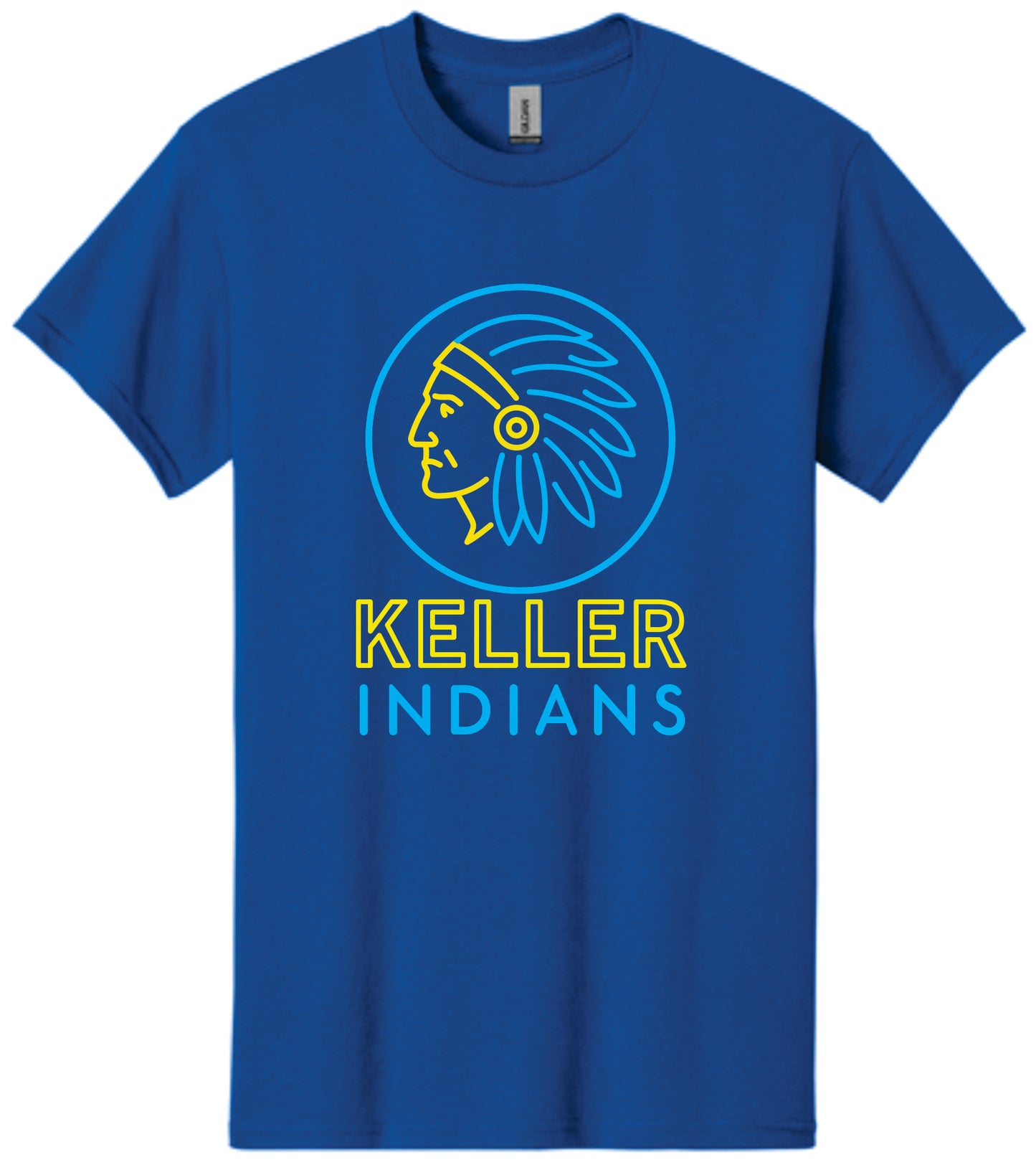 Short Sleeve T-Shirt Royal Blue with Neon print